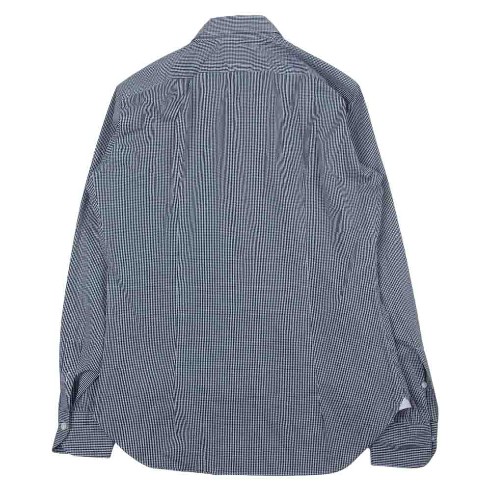 ジャンネット SLIM FIT スリムフィット タルカラー 長袖 ギンガム チェック シャツ ネイビー ネイビー系 15.5/39【中古】