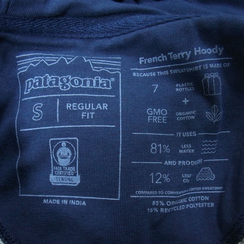 patagonia パタゴニア オーガニック コットン ジップ アップ スウェット パーカー 胸ロゴ グレー系 S【中古】