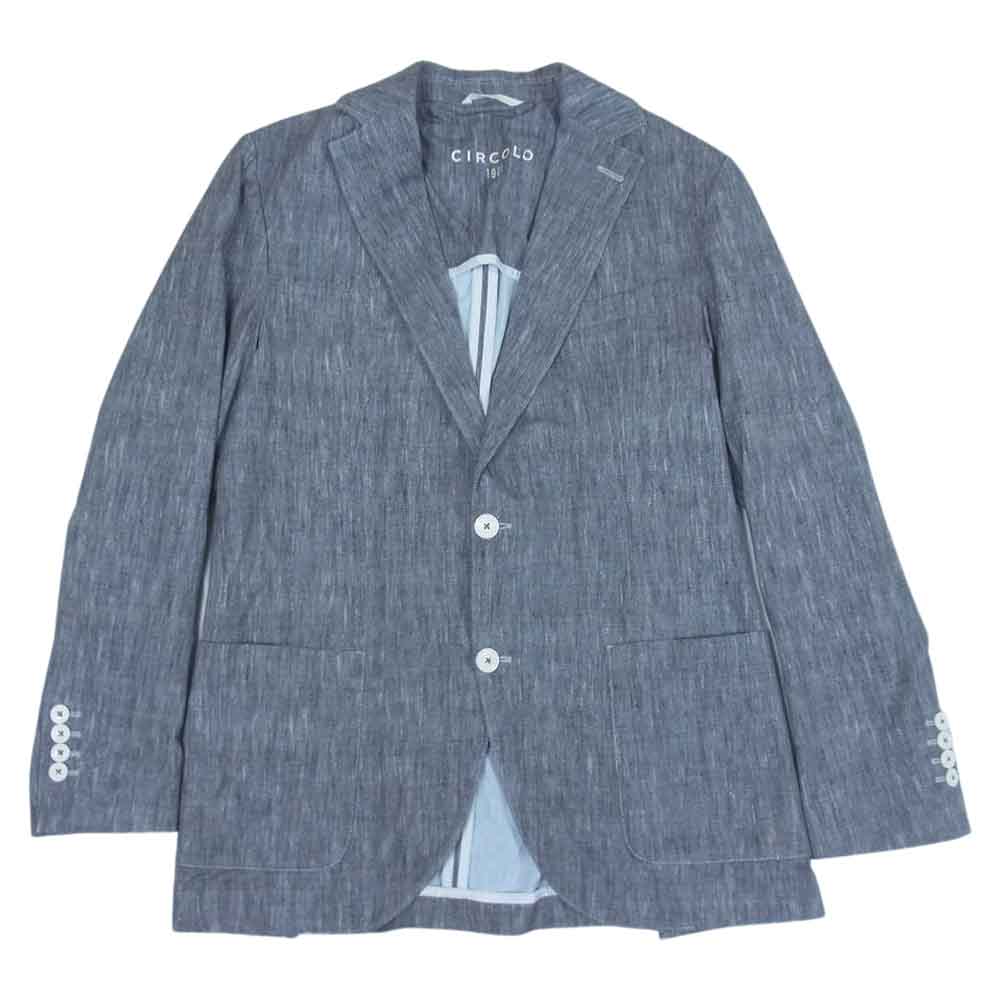 チルコロ 1901 CN3485 ヘリンボーン柄 2B ジャケット ジャージ ストレッチ コットン ブラック系 48【中古】