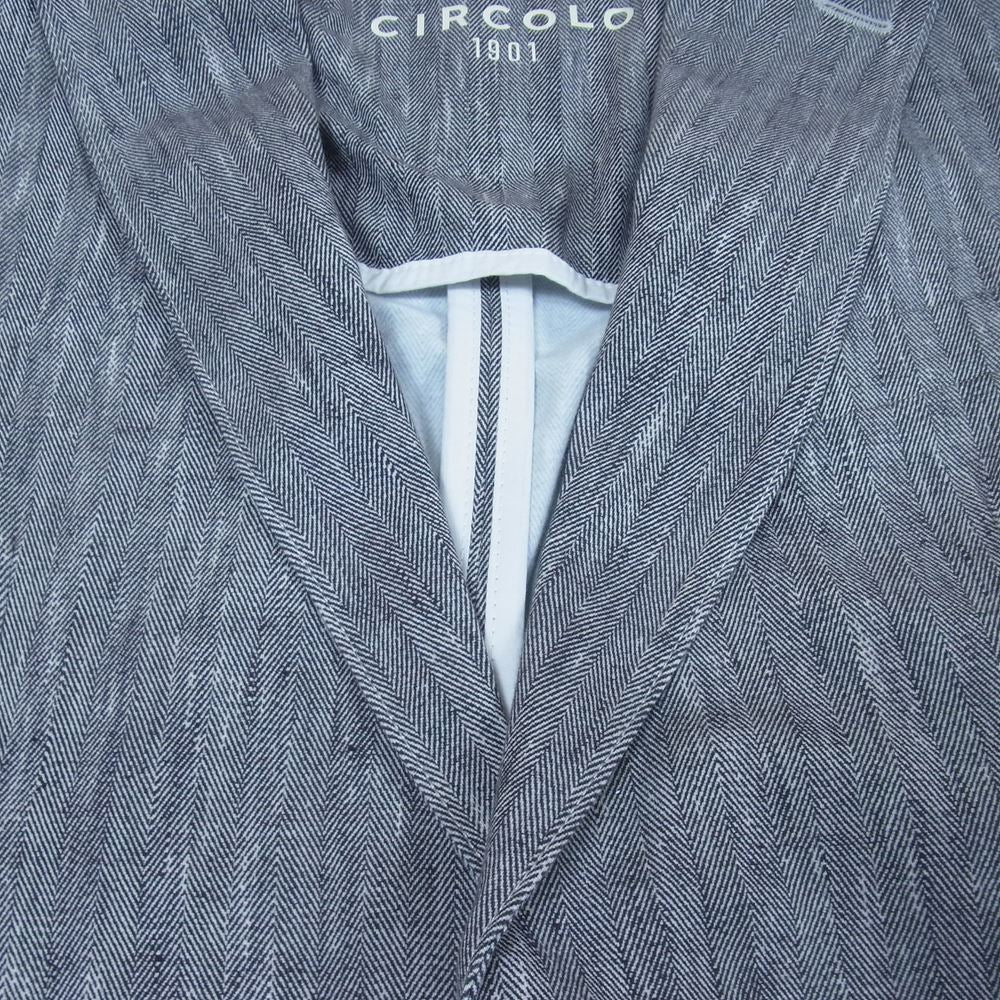 チルコロ 1901 CN3485 ヘリンボーン柄 2B ジャケット ジャージ ストレッチ コットン ブラック系 48【中古】