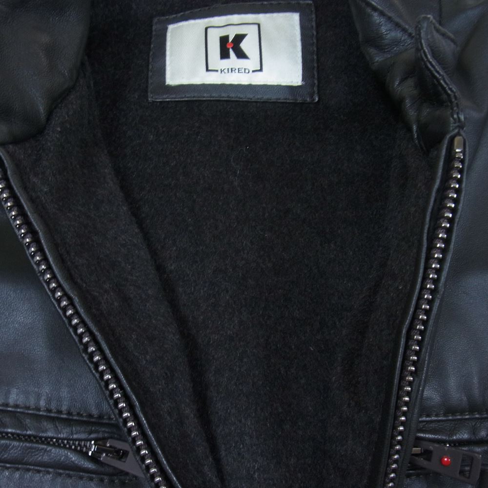 キーレッド lambskin レザー ジャケット ブラック系 48【中古】