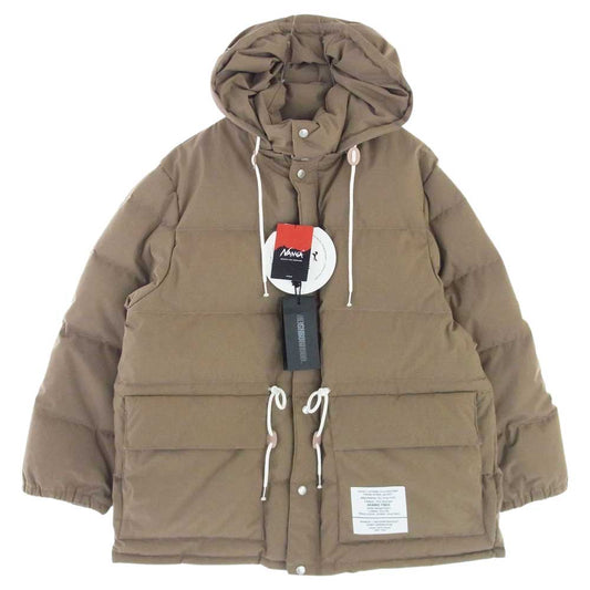 NEIGHBORHOOD ネイバーフッド 222NNNNN-JKM01 NANGA TAKIBI DOWN JK PE ナンガ タキビ ダウン ジャケット フーディ ライトブラウン系 L【新古品】【未使用】【中古】