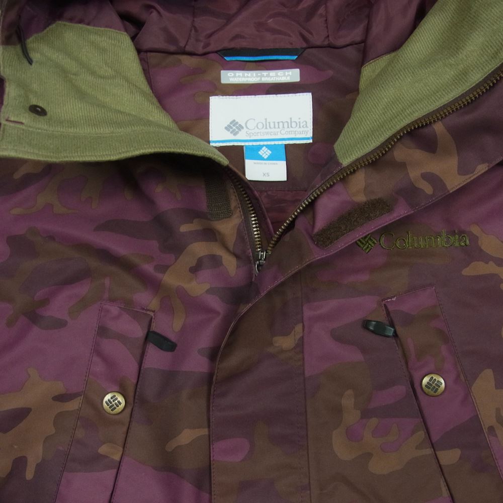 Columbia コロンビア 213 PM3060 OMNI-TECH 迷彩 カモフラ スノボ スノーボード ウエア ジャケット パープル系 カーキ系 XS【中古】