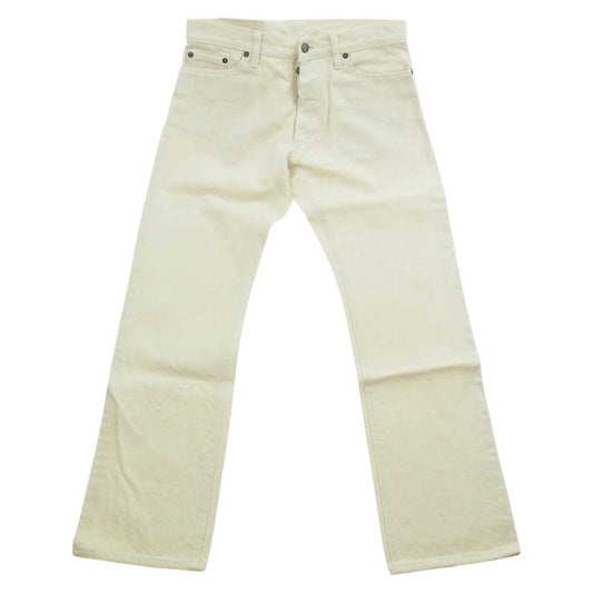 Celt&Cobra ケルト&コブラ J-3 ストレート ネップ レザー ホワイト デニム パンツ オフホワイト系 W30 L34【中古】