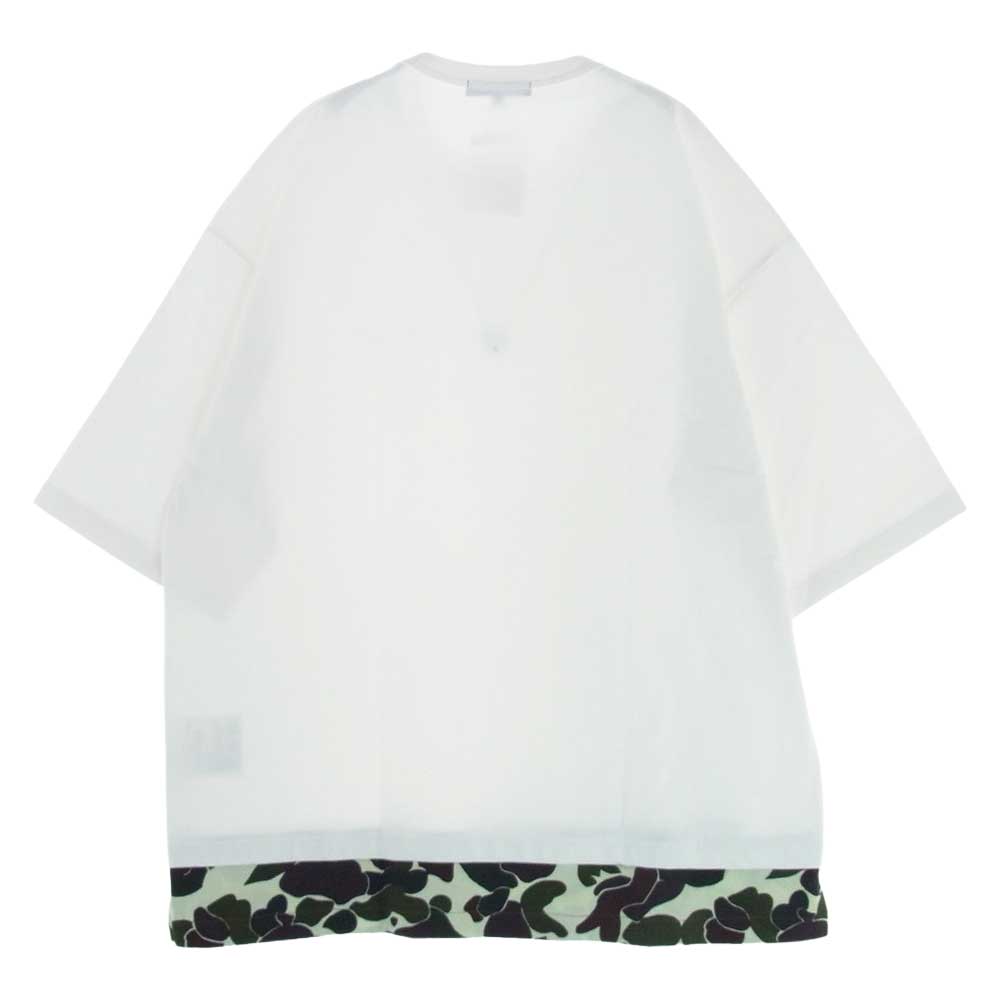 COMME des GARCONS HOMME コムデギャルソンオム AD2021 HI-T002 綿度詰天竺 半袖 Tシャツ 迷彩 ホワイト系 L【新古品】【未使用】【中古】