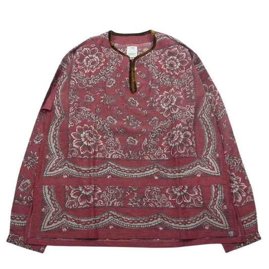 VISVIM ビズビム 22SS 0122105011013 ICT限定 TUNIC P.O. WILDFLOWER P.W. チュニック 花柄 長袖 シャツ レッド系 4【極上美品】【中古】