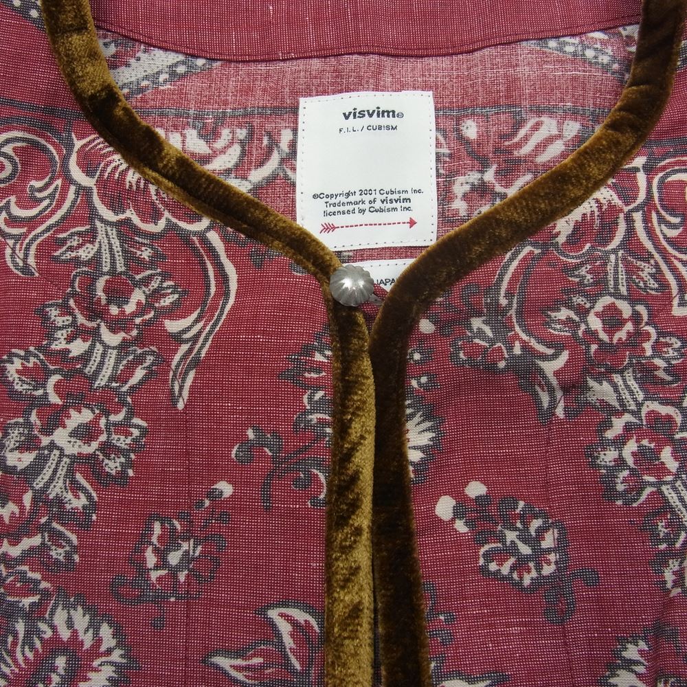 VISVIM ビズビム 22SS 0122105011013 ICT限定 TUNIC P.O. WILDFLOWER P.W. チュニック 花柄 長袖 シャツ レッド系 4【極上美品】【中古】