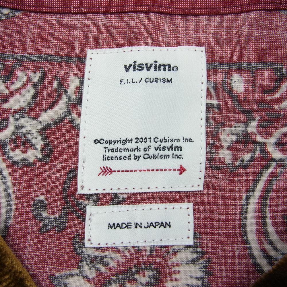 VISVIM ビズビム 22SS 0122105011013 ICT限定 TUNIC P.O. WILDFLOWER P.W. チュニック 花柄 長袖 シャツ レッド系 4【極上美品】【中古】