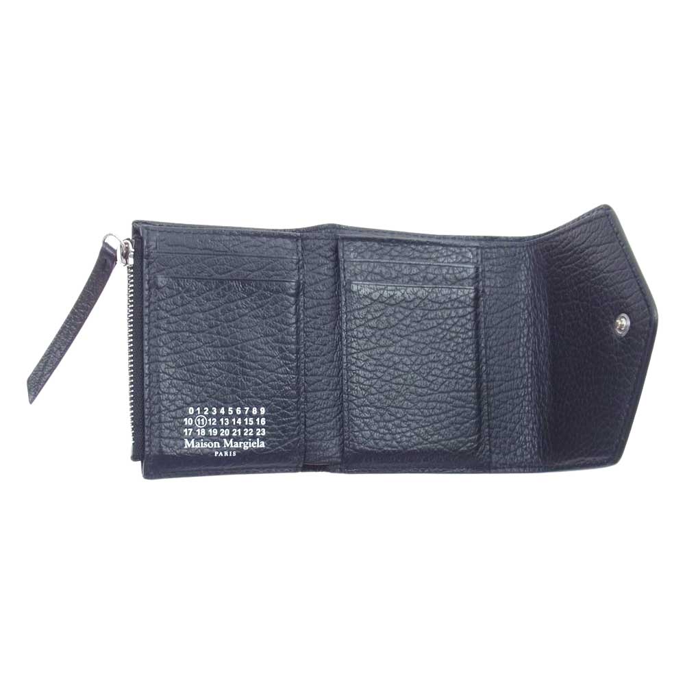 MAISON MARGIELA メゾンマルジェラ S56UI0136 P0399 レザー ミニ ウォレット 3つ折り 財布 ブラック系【中古】