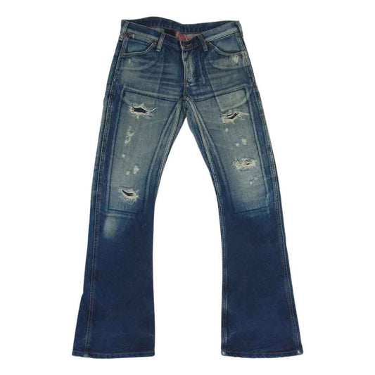 AKM エイケイエム × Wrangler ラングラー S1061 ダメージ加工 デニム パンツ ブルー系 M【中古】