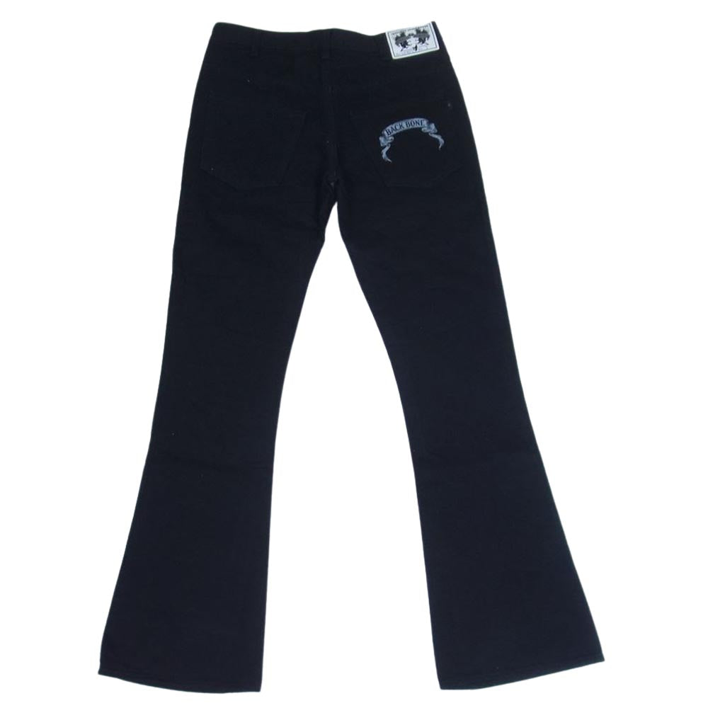 BACKBONE バックボーン 10FWDPL THE BASIS ザ ベイシス ボタンフライ デニム フレア パンツ ブラック ブラック系 S【中古】