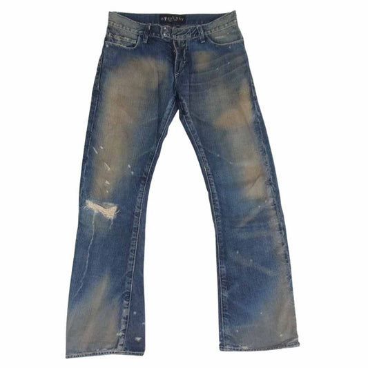 EYEFUNNY アイファニー 日本製 シルバー925 ファスナー USED加工 デニム パンツ ブルー系 M【中古】