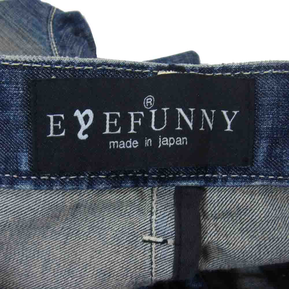 EYEFUNNY アイファニー 日本製 シルバー925 ファスナー USED加工 デニム パンツ ブルー系 M【中古】