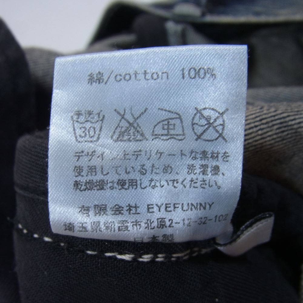 EYEFUNNY アイファニー 日本製 シルバー925 ファスナー USED加工 デニム パンツ ブルー系 M【中古】