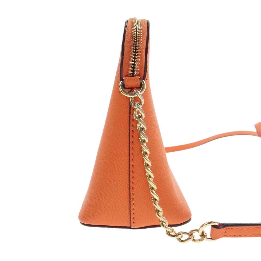 Michael Kors マイケルコース シンディー レザー ラージ ドーム クロスボディー ショルダーバッグ オレンジ系【中古】