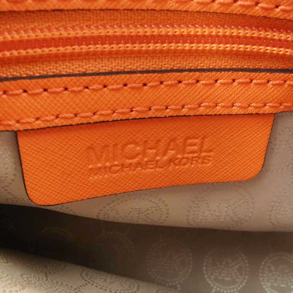Michael Kors マイケルコース シンディー レザー ラージ ドーム クロスボディー ショルダーバッグ オレンジ系【中古】