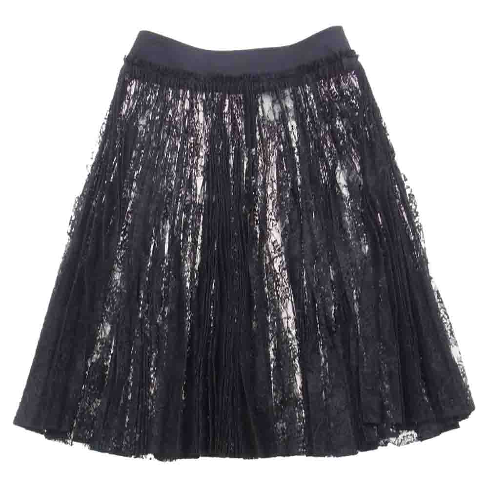 tricot COMME des GARCONS トリココムデギャルソン AD2016 TR-S203 総レース プリーツ フレア スカート ブラック系 M【中古】