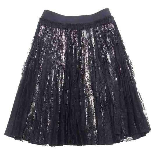 tricot COMME des GARCONS トリココムデギャルソン AD2016 TR-S203 総レース プリーツ フレア スカート ブラック系 M【中古】