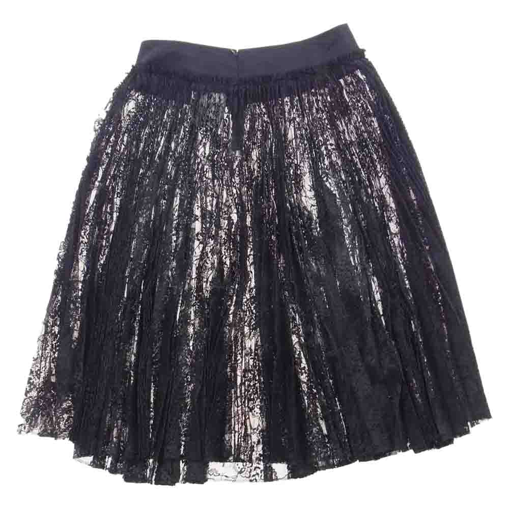 tricot COMME des GARCONS トリココムデギャルソン AD2016 TR-S203 総レース プリーツ フレア スカート ブラック系 M【中古】