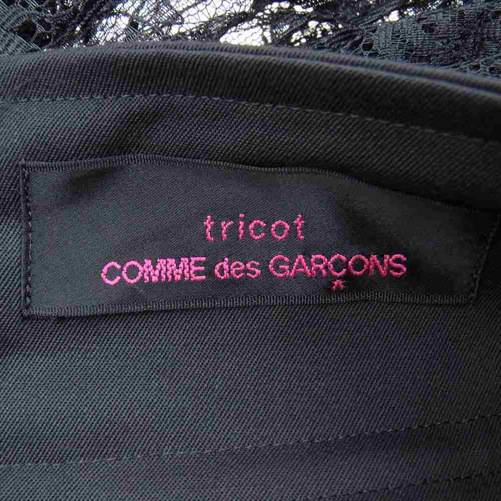 tricot COMME des GARCONS トリココムデギャルソン AD2016 TR-S203 総レース プリーツ フレア スカート ブラック系 M【中古】