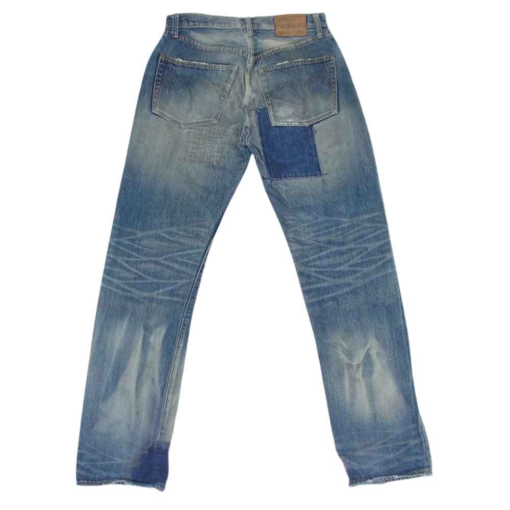 SUGAR CANE シュガーケーン USED加工 パッチワーク ダメージ ボタンフライ デニムパンツ ジーンズ インディゴブルー系【中古】
