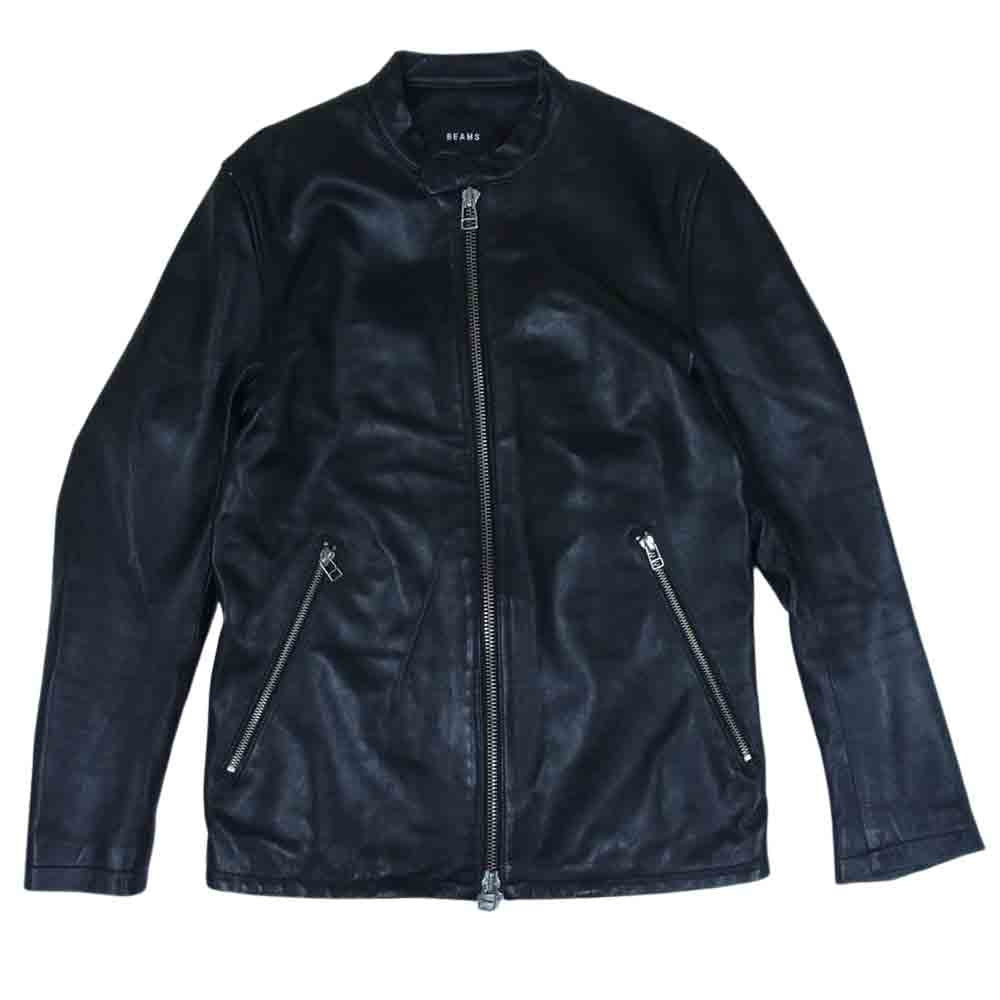 BEAMS ビームス シープレザー シングルライダースジャケット ブラック系 S【中古】