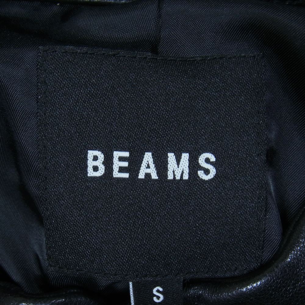 BEAMS ビームス シープレザー シングルライダースジャケット ブラック系 S【中古】