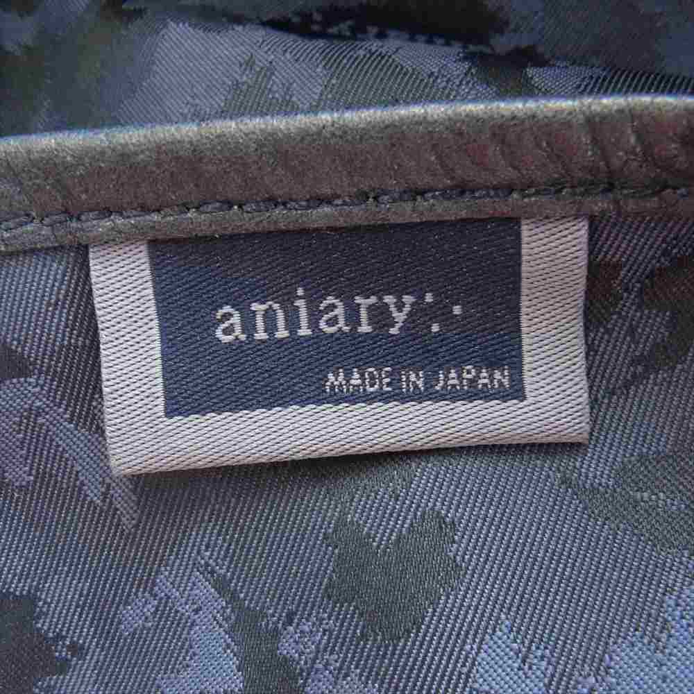 aniary アニアリ 裏地カモ レザー ショルダー バッグ ダークネイビー系【中古】