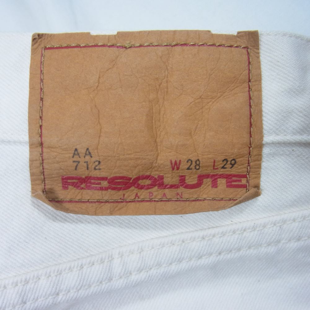 RESOLUTE リゾルト 712 ジップフライ 5ポケット 10th 10周年 ストレート デニムパンツ ジーンズ ホワイト系 28【中古】
