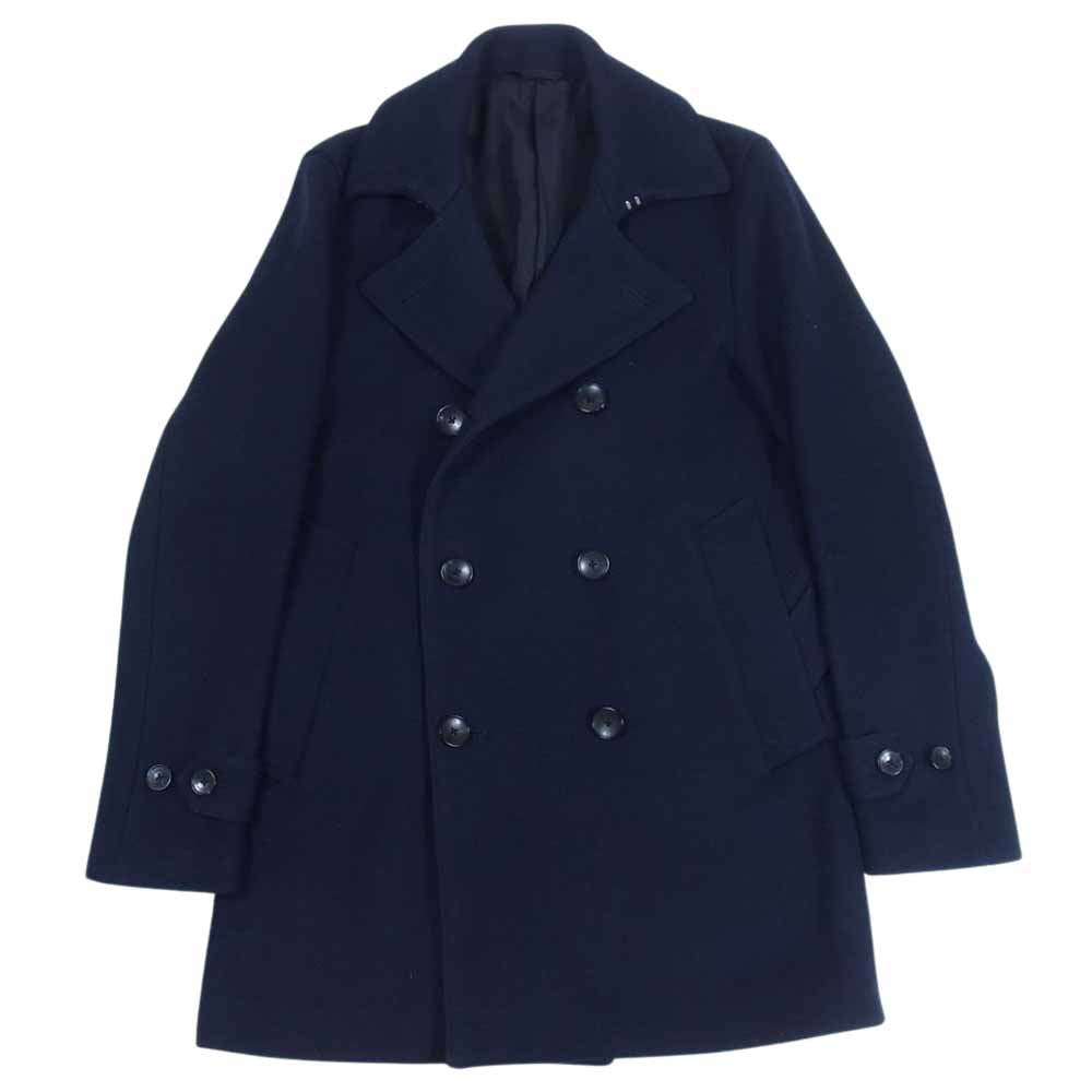 EDIFICE エディフィス 17-020-320-2008-3-0 Belesto ベレスト ウール100％ ダブルブレスト ジャケット ハーフコート ネイビー系 42【中古】