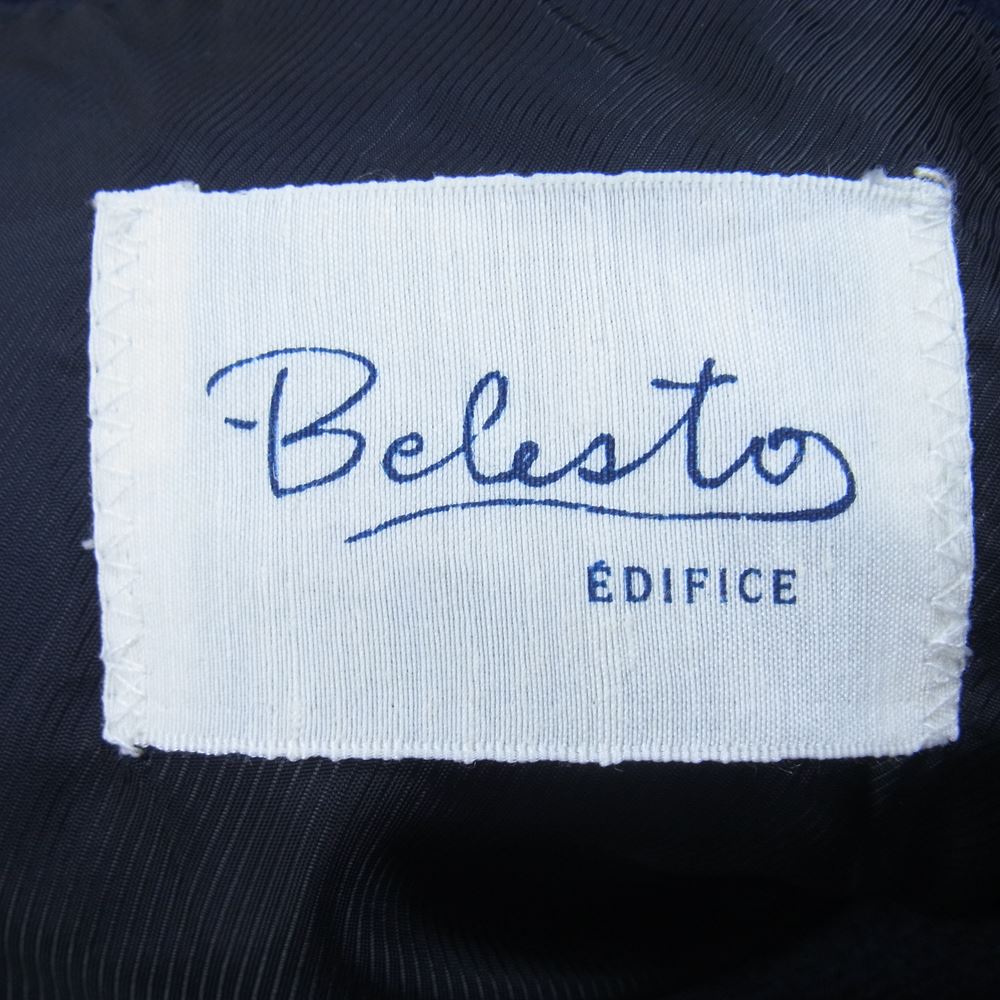 EDIFICE エディフィス 17-020-320-2008-3-0 Belesto ベレスト ウール100％ ダブルブレスト ジャケット ハーフコート ネイビー系 42【中古】