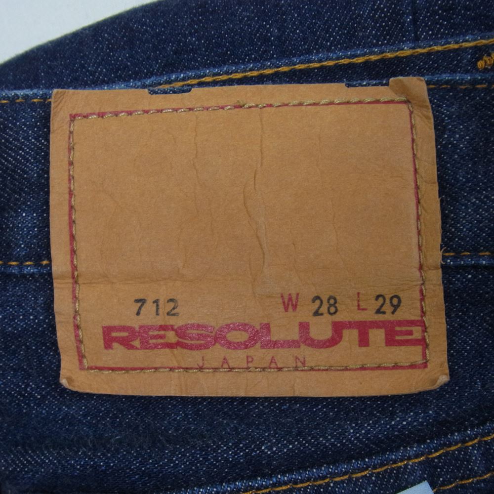RESOLUTE リゾルト 712 ジップフライ 5ポケット ストレート デニムパンツ ジーンズ インディゴブルー系 28【中古】