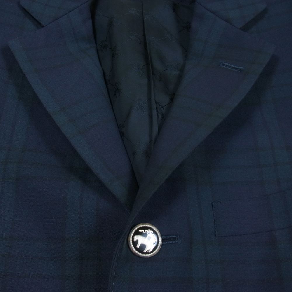 Brooks Brothers ブルックスブラザーズ 19-14-6309 モヘア混 ウール 背抜き タータンチェック 3B テーラード ジャケット ネイビー系 36SHT【中古】