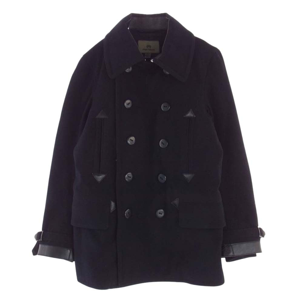 Nigel Cabourn ナイジェルケーボン 8010000000 ウール レザー ミリタリー Pコート ピーコート ブラック系 46【中古】