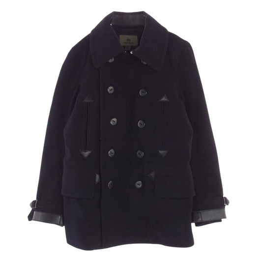 Nigel Cabourn ナイジェルケーボン 8010000000 ウール レザー ミリタリー Pコート ピーコート ブラック系 46【中古】