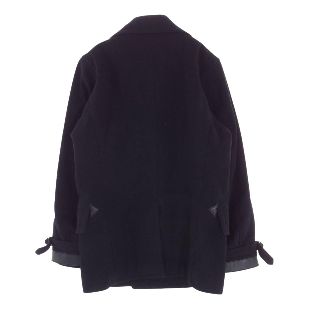 Nigel Cabourn ナイジェルケーボン 8010000000 ウール レザー ミリタリー Pコート ピーコート ブラック系 46【中古】