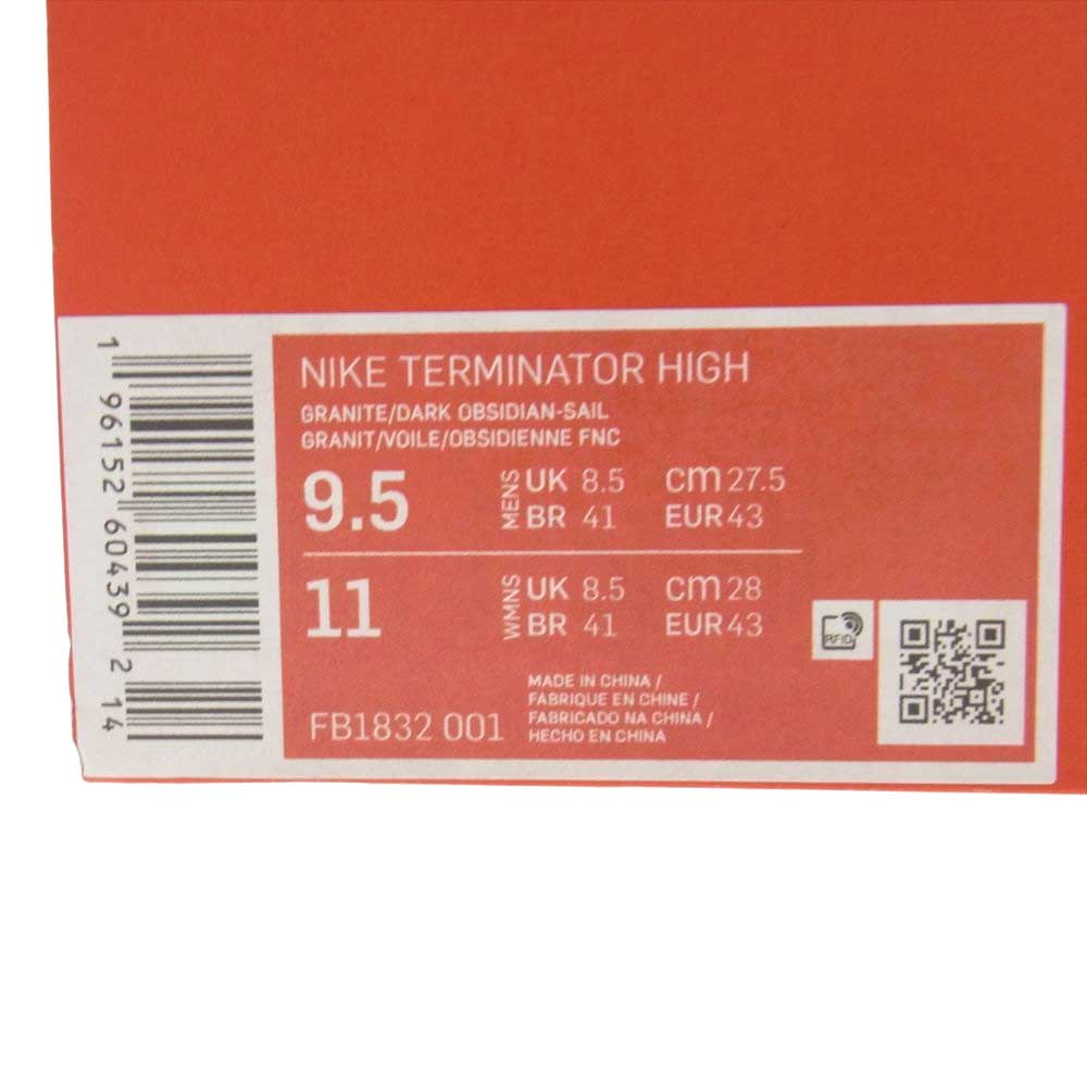 NIKE ナイキ FB1832 001  TERMINATOR HIGH OG ターミネーター ハイ グラナイト ダーク オブシディアン ジョージタウン ハイカット スニーカー グレー系 ネイビー系 27.5cm【新古品】【未使用】【中古】