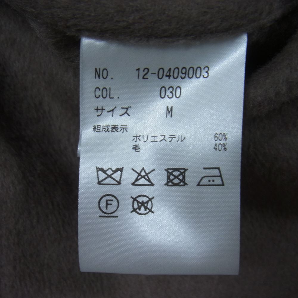 プラステ 20AW 12-0409003 ウールブレンド リバー ベルテッドリボン ノーカラー コート チャコール系 M【中古】