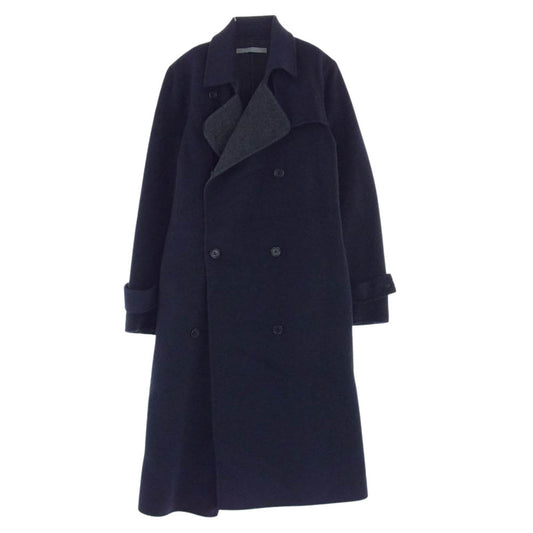 theory セオリー 03-7409610-890-038 luxe リュクス NOTION JOSETTE.N ウール100% ダブルフェイス ロング ベルテッド コート ダークネイビー系 38【中古】