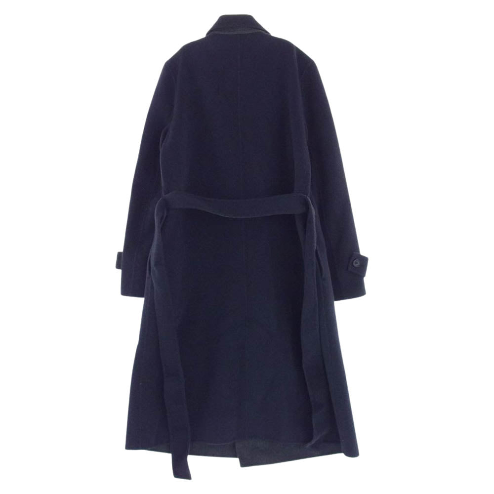 theory セオリー 03-7409610-890-038 luxe リュクス NOTION JOSETTE.N ウール100% ダブルフェイス ロング ベルテッド コート ダークネイビー系 38【中古】