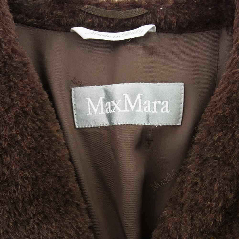 MAX MARA マックスマーラ イタリア製 銀タグ アルパカ ヴァージンウール ベルテッド コート ブラウン系【中古】