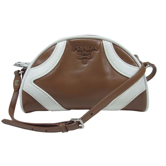 PRADA プラダ 1BH140 2way ボウリング バッグ ブラウン系【中古】