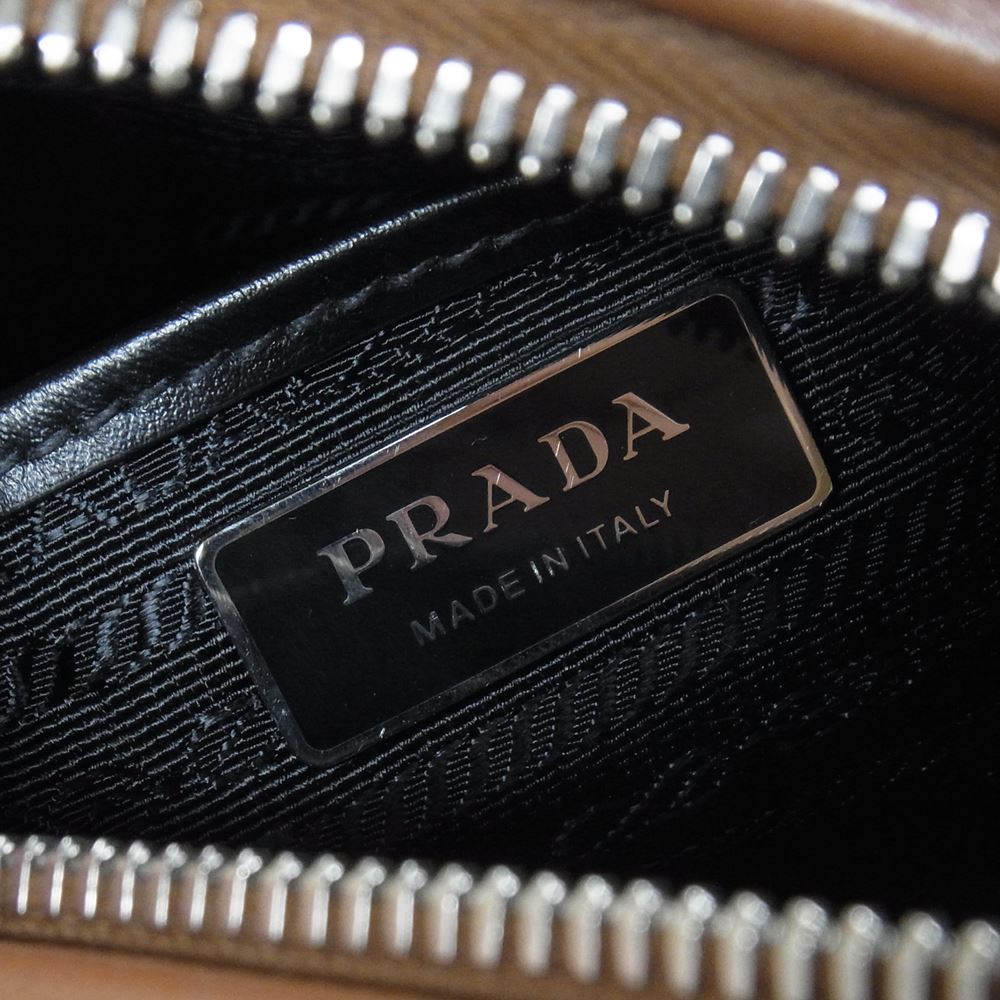 PRADA プラダ 1BH140 2way ボウリング バッグ ブラウン系【中古】