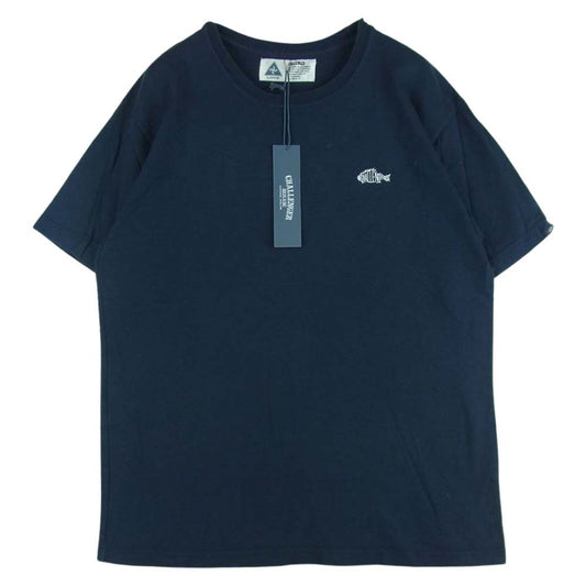 CHALLENGER チャレンジャー CLG-TS 018-17 EM FISH LOGO TEE フィッシュ ボーン ロゴ刺繍 クルーネック 半袖 Tシャツ ネイビー系 L【中古】