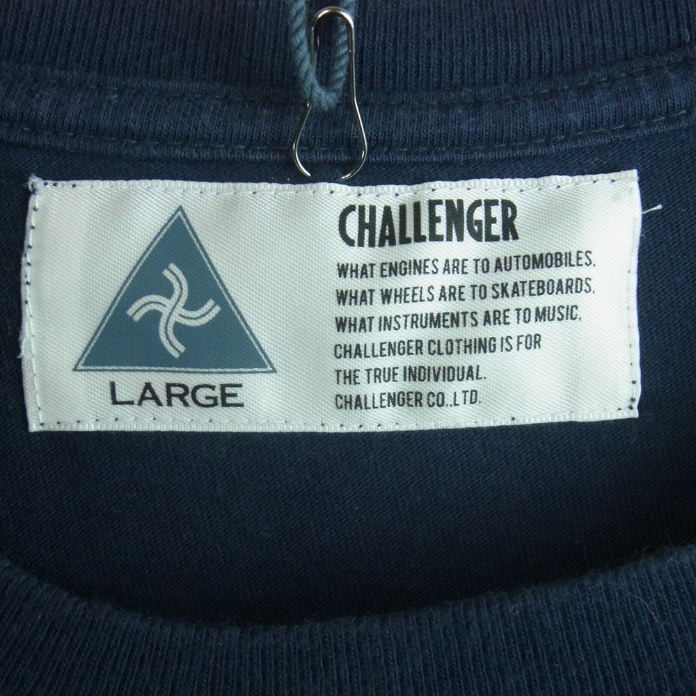 CHALLENGER チャレンジャー CLG-TS 018-17 EM FISH LOGO TEE フィッシュ ボーン ロゴ刺繍 クルーネック 半袖 Tシャツ ネイビー系 L【中古】