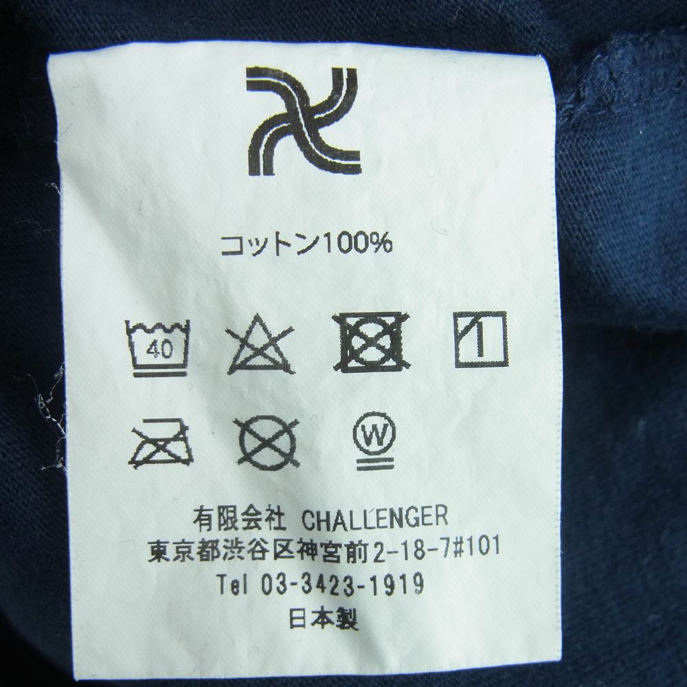 CHALLENGER チャレンジャー CLG-TS 018-17 EM FISH LOGO TEE フィッシュ ボーン ロゴ刺繍 クルーネック 半袖 Tシャツ ネイビー系 L【中古】
