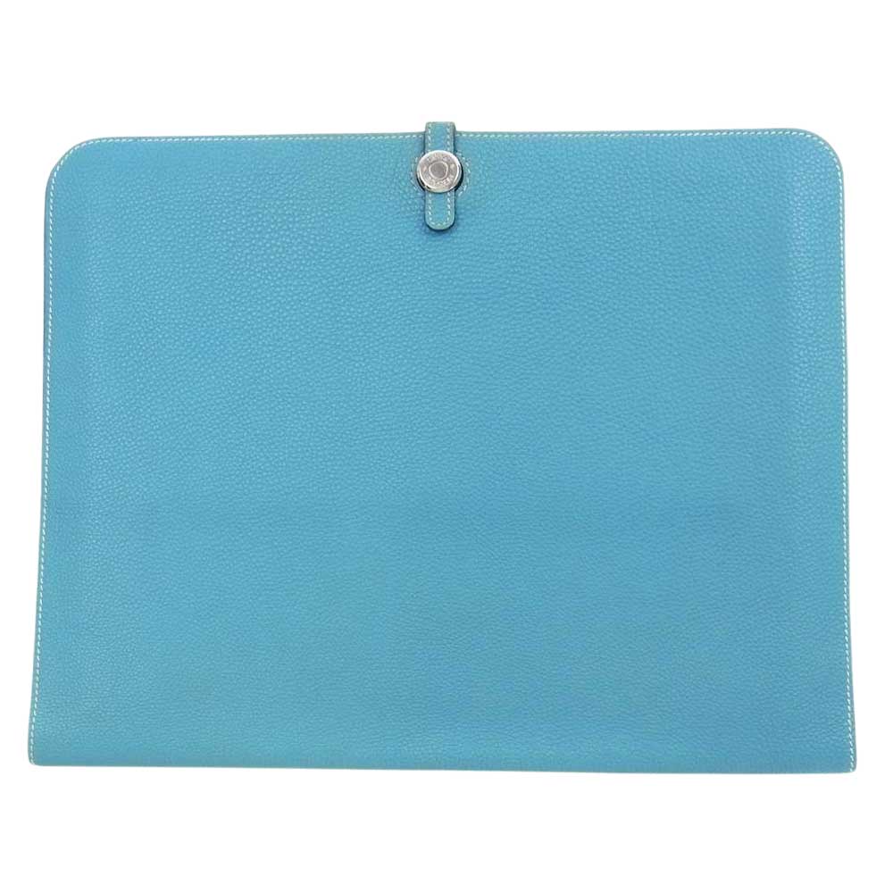HERMES エルメス □G刻印 ドゴンミーティング トゴ クラッチバッグ ドキュメントケース ライトブルー系【中古】