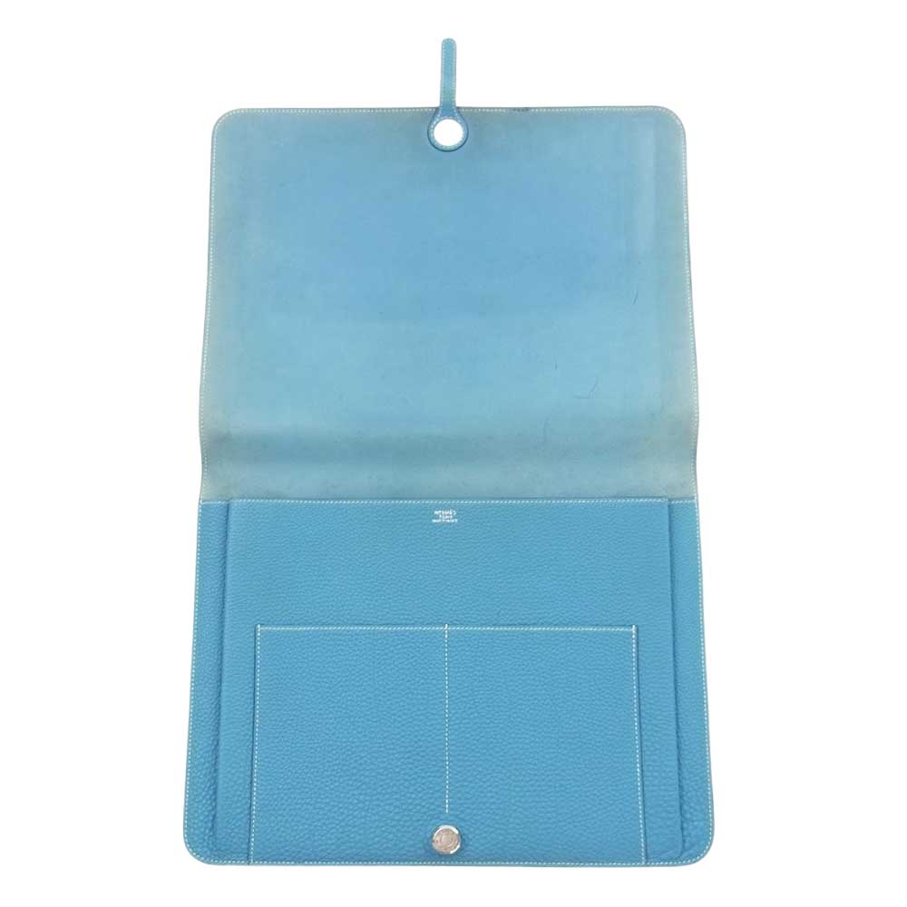 HERMES エルメス □G刻印 ドゴンミーティング トゴ クラッチバッグ ドキュメントケース ライトブルー系【中古】