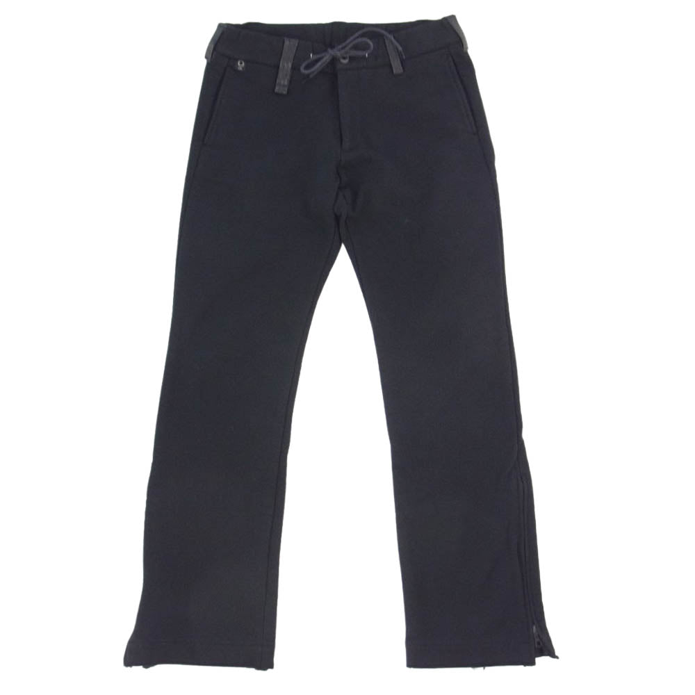wjk ダブルジェイケイ 543 hj02 zip straight pants クロコ型押し レザー 裾ジップ ヘビーウェイト スウェット パンツ ブラック系 XL【中古】