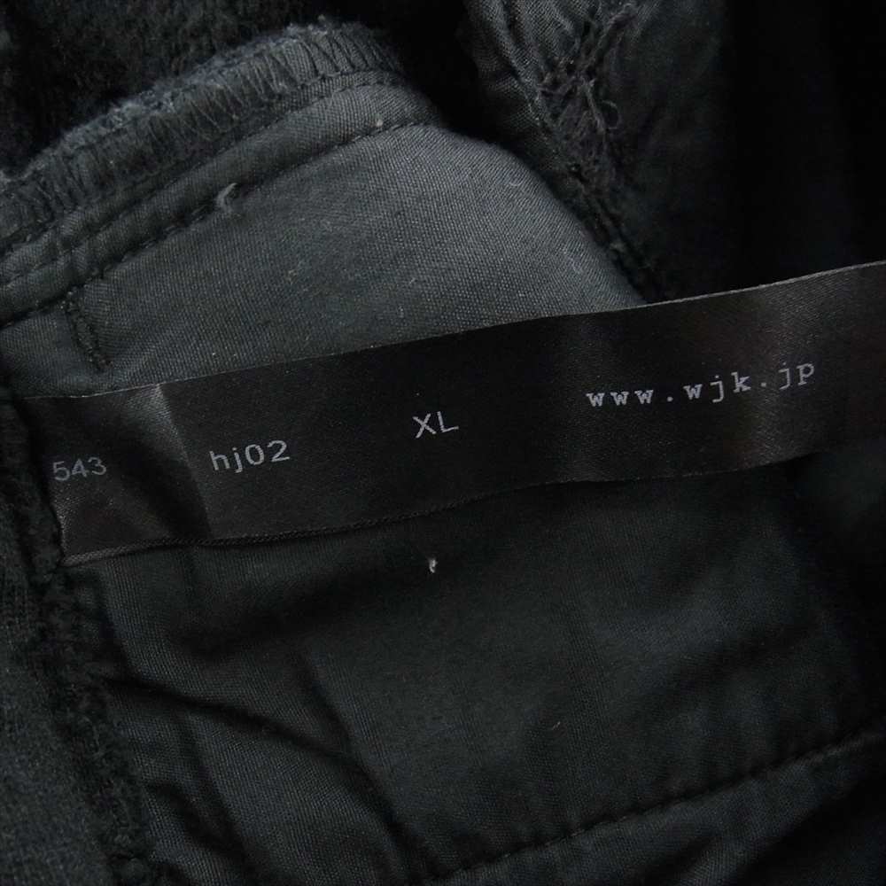 wjk ダブルジェイケイ 543 hj02 zip straight pants クロコ型押し レザー 裾ジップ ヘビーウェイト スウェット パンツ ブラック系 XL【中古】